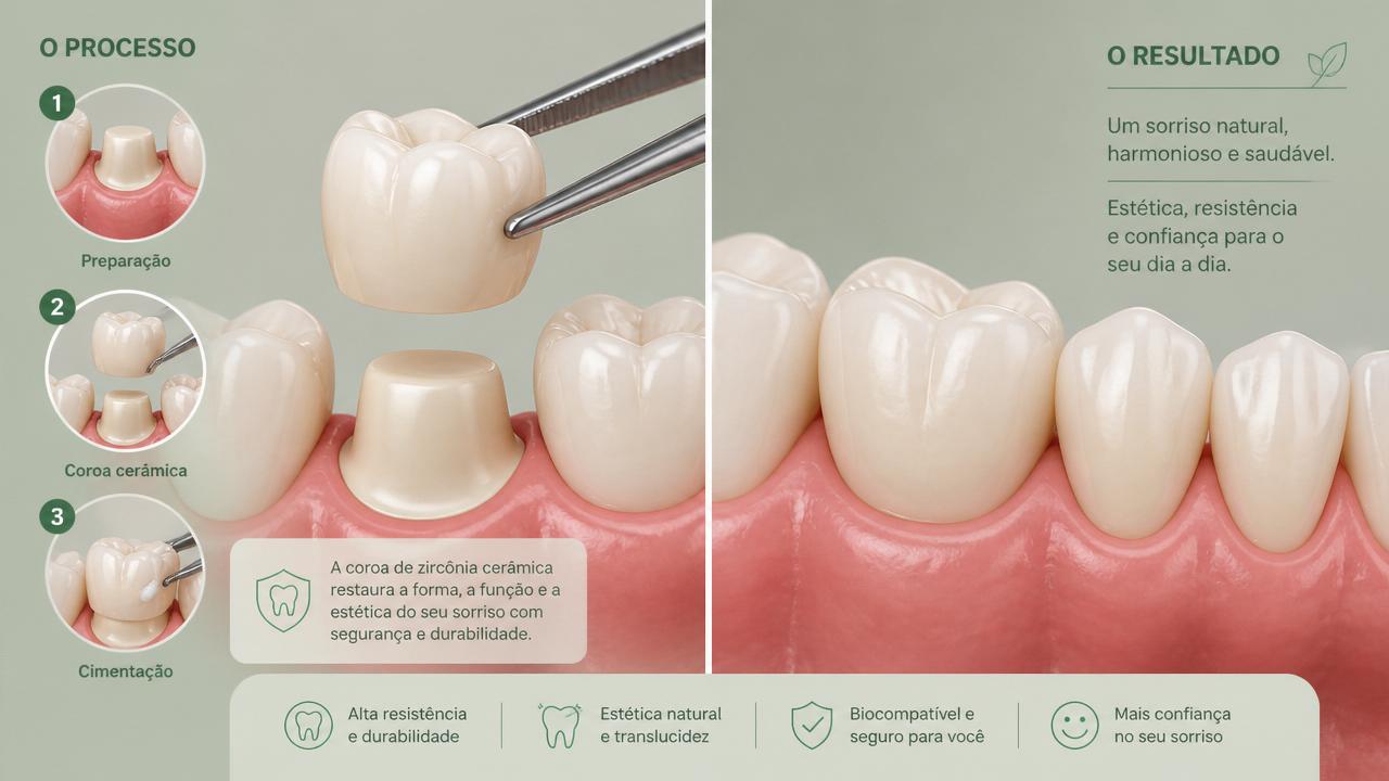 Ilustração de coroa dentária cerâmica